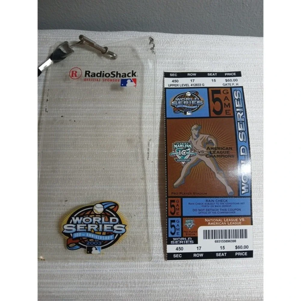 World Series Game 5 Ticket‎ Stub Yankees/Marlins Josh Beckett MVP W/ Holder 2003